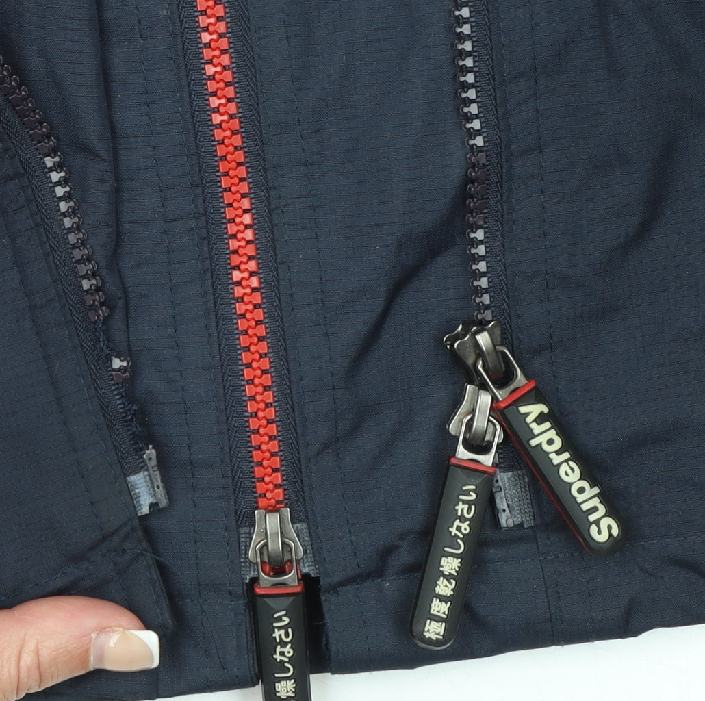 Superdry Men's Blue XL Windcheater Hooded Windbreaker Jacket