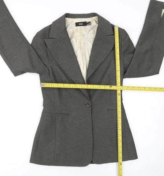 MNG Women Grey Size 8 Classic Single-Breasted Blazer Jacket