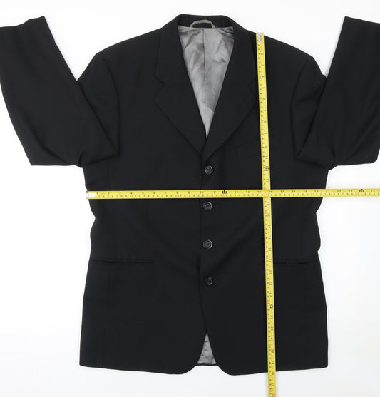 Tom English Studio Men's Black 40 Regular Wool Blend Suit Jacket