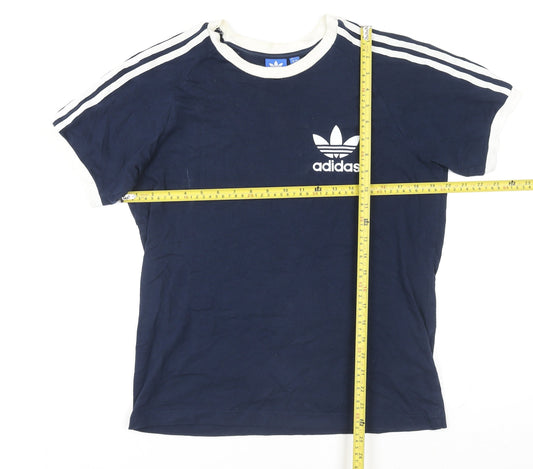 adidas Women Blue Short Sleeve Crew Neck Sports T-Shirt Size M