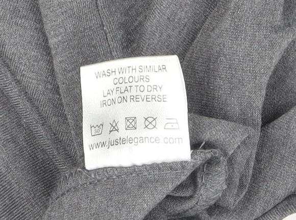 Just Elegance Women's Grey Geometric Short Sleeve Cotton T-Shirt Size S