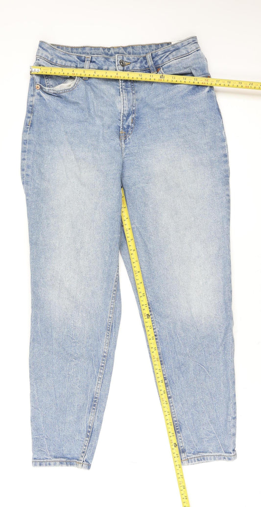 H&M Women’s Blue High Rise Mom Jeans Size 12 Light Wash Denim
