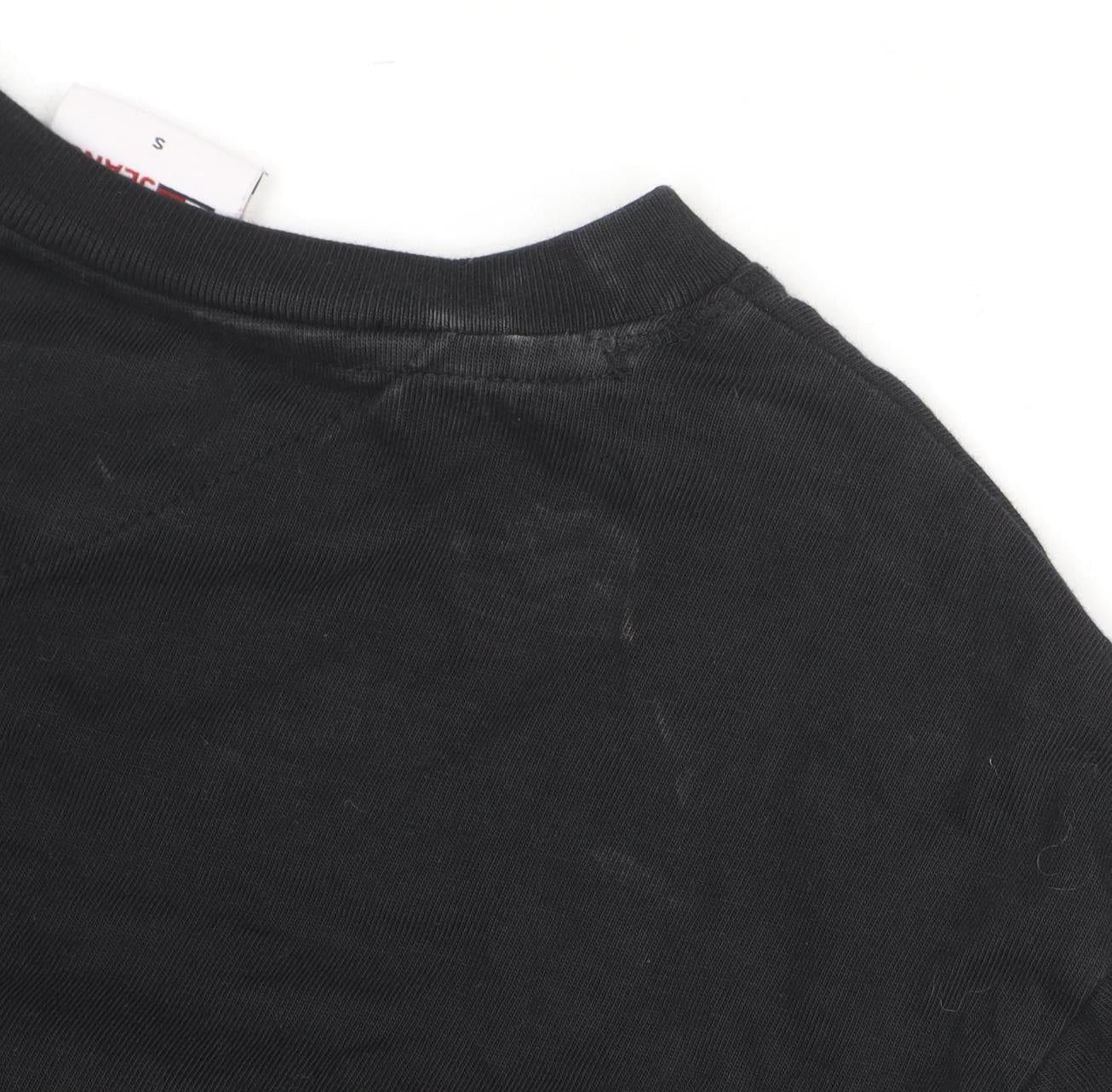 Tommy Jeans Womens Black Cropped Long Sleeve Cotton T-Shirt S