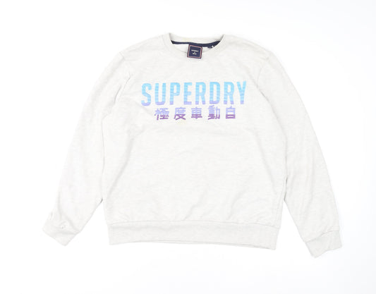 Womens UK 12 Regular Superdry Ivory Pullover Tight-Knit