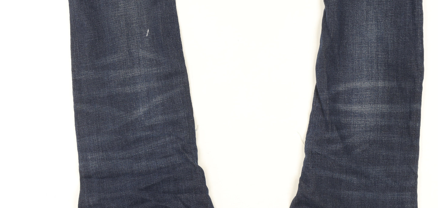 Jack & Jones Men Blue Slim Spray On Tom Skinny Distressed Jeans 32W 32L