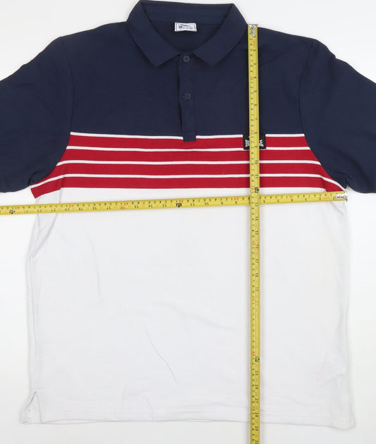 Lonsdale Men’s XL Navy White Red Colourblock Polo Shirt