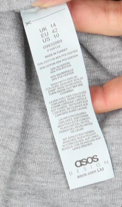 Brand and care label for ASOS Women Grey MAMA Sweatshirt, size 14, Cotton Blend Pullover
