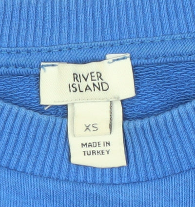 River Island Womens Blue XS Pullover Sweatshirt Cotton Blend
