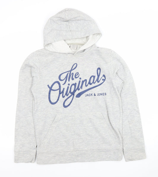 Mens UK XS Regular JACK & JONES Grey Pullover Hoodie