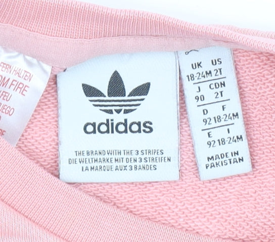 Adidas Girls Pink Sweatshirt 18-24 Months Crew Neck Logo Pullover
