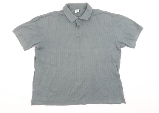 Zara Men’s Grey Cotton Short Sleeve Polo Shirt Size L Regular Fit