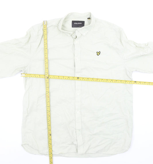 Lyle & Scott Men's Beige Linen Cotton Long Sleeve Button-Up Shirt XL