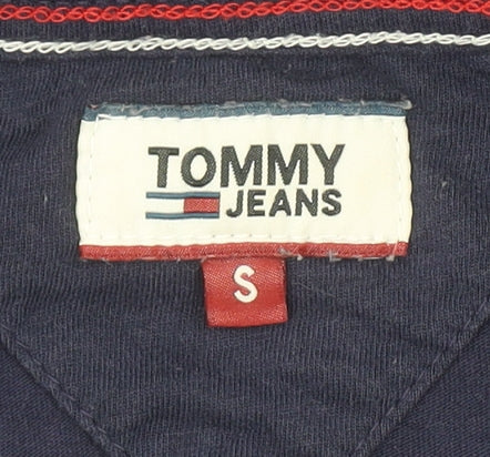 Tommy Jeans Womens Blue Cotton Logo T-Shirt Size S Casual Top