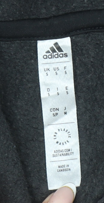 Adidas Womens Black Small Pullover Hoodie Cotton Blend