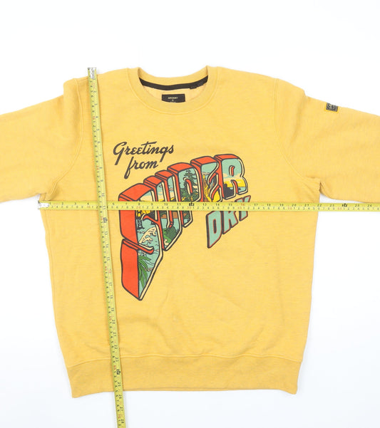 Superdry Women's Yellow Graphic Print Cotton Blend Sweatshirt UK10