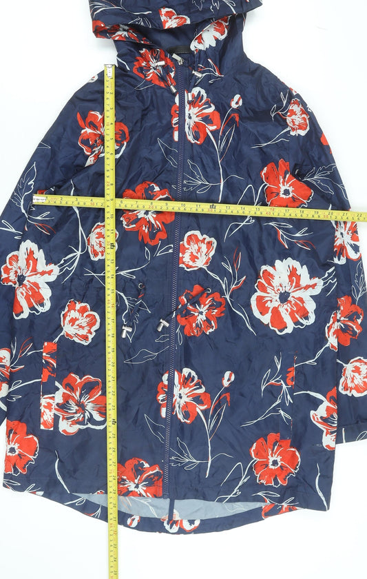 Savida for Dunnes Stores Womens Blue Floral Hooded Rain Jacket M
