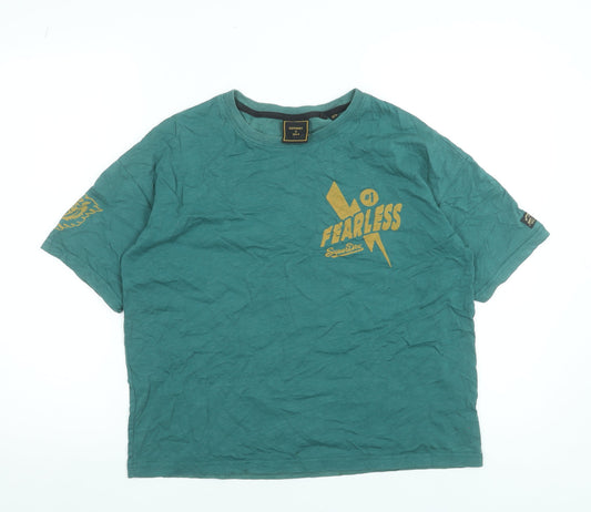 Womens UK Size 8 Superdry Green Cotton T-Shirt