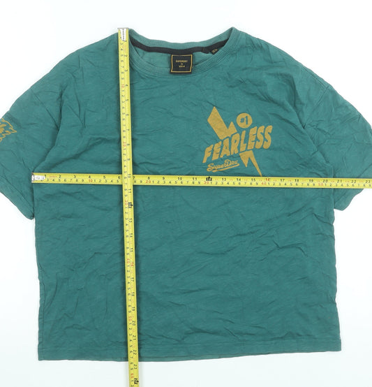 Superdry Womens Green Fearless Graphic T-Shirt Size 8