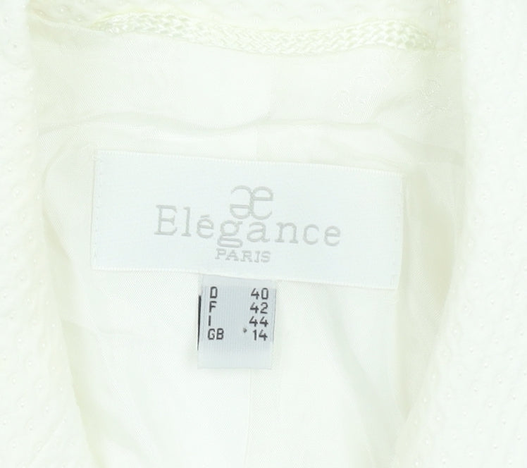 Élégance Paris Women's White Short Sleeve Blazer Size 14