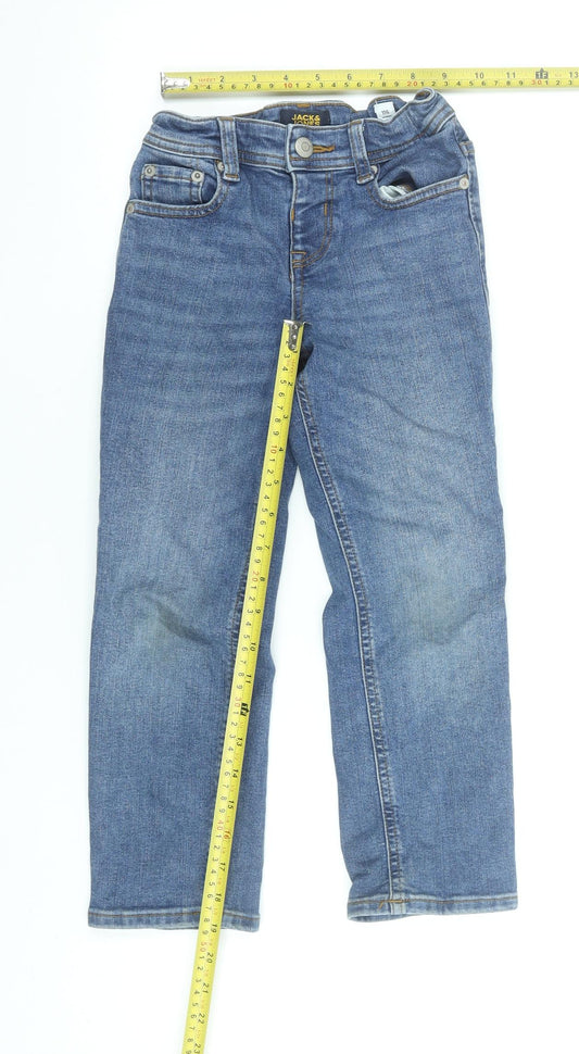 Jack & Jones Boys Blue Straight Denim Jeans 6 Years Adjustable Waist
