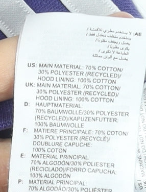 Adidas Girls Purple Cropped Pullover Hoodie 9-10 Years Graphic Print Sportswear