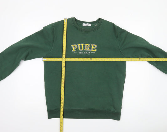 PURE Women’s Green Crew Neck Pullover Sweatshirt Size S Organic Cotton