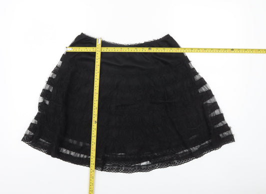 Red Herring Women’s Black Lace A-Line Knee Length Skirt Size 12