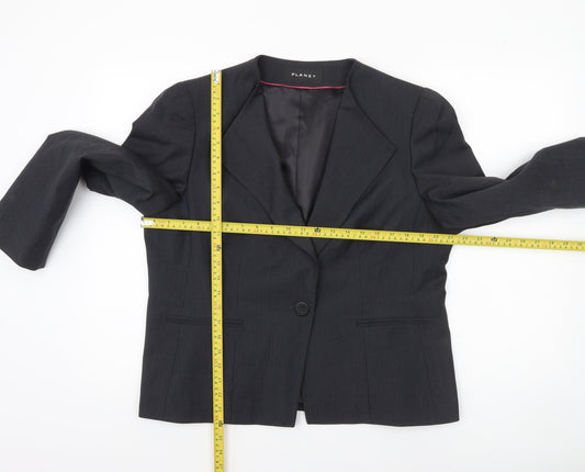 Planet Women’s Black Single-Breasted Wool Blend Suit Jacket UK 16