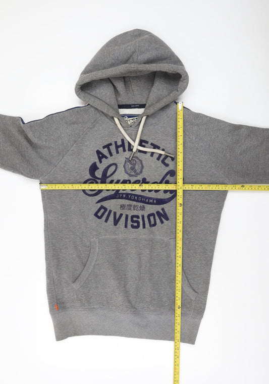 Superdry Men's Grey Pullover Hoodie Large Athletic Division Sweatshirt