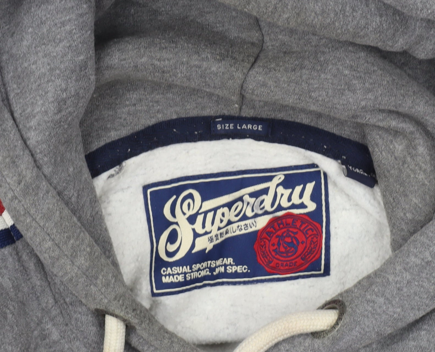 Superdry Men's Grey Pullover Hoodie Large Athletic Division Sweatshirt