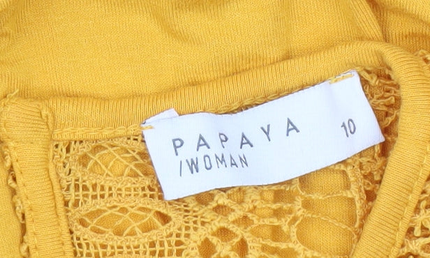 Additional view of Papaya Woman Yellow Crochet Lace Blouse, size 10, Regular Fit