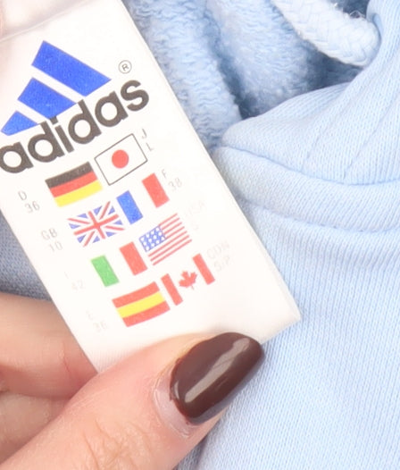 Adidas Women Light Blue Full Zip Hoodie Size 10 Fleece Lined