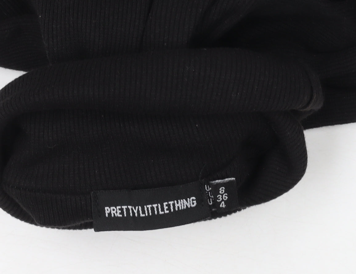 PrettyLittleThing Women's Black Roll Neck Long Sleeve Slim Fit Jumper Size 6