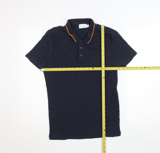 Topman Men's Blue Slim Fit Cotton Polo Shirt Size M