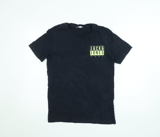 Mens UK Size M JACK & JONES Black Cotton T-Shirt