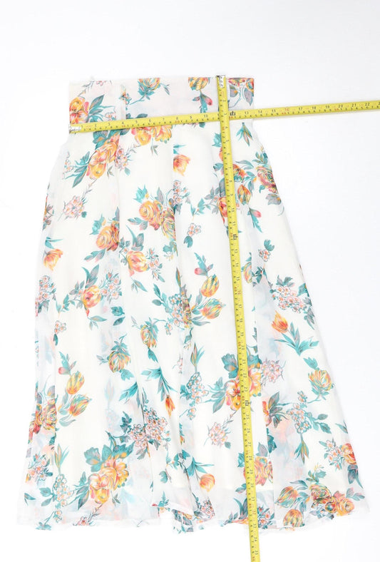 Matsuda Womens Floral A-Line Midi Chiffon Skirt L Multicoloured
