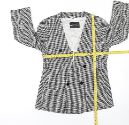 Emporio Armani Women's Black & White Houndstooth Double-Breasted Blazer Size 14