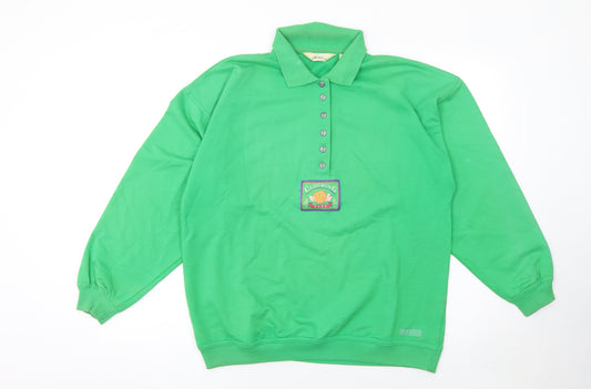 Dash Men's Green Long Sleeve Polo Shirt Size S Cotton Blend