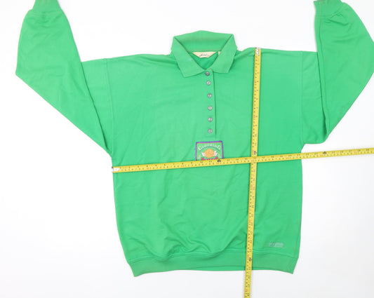 Dash Men's Green Long Sleeve Polo Shirt Size S Cotton Blend