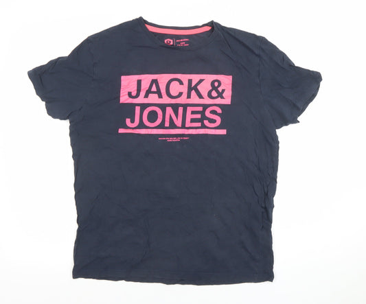 Mens UK Size M JACK & JONES Blue Cotton T-Shirt