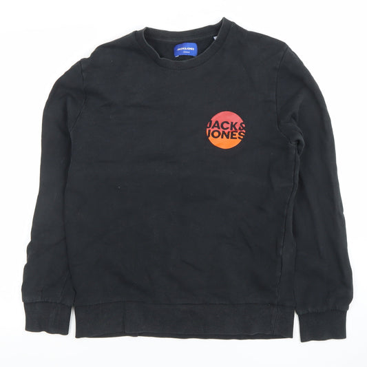 Mens UK S Regular JACK & JONES Black Pullover Sweatshirt