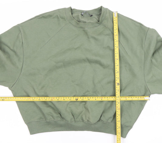 ZARA Womens Green Crew Neck Pullover Sweatshirt Size 8 Cotton Blend