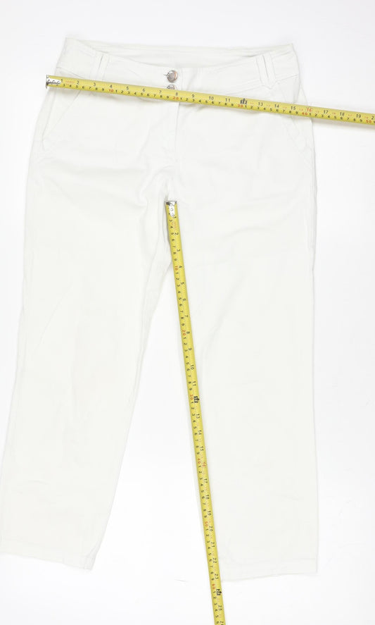 Wallis Women White Slim Fit Capri Jeans Size 8 Stretch Cotton