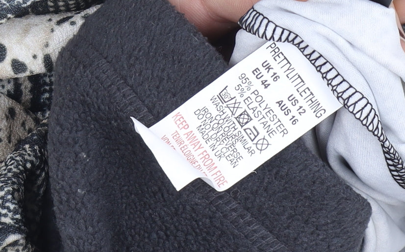 PrettyLittleThing Womens Beige Snake Print Jogger Trousers Size 16