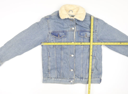 Topshop Women’s Blue Denim Sherpa Lined Jacket UK 8