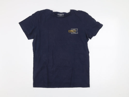 Mens UK Size L JACK & JONES Blue Cotton T-Shirt