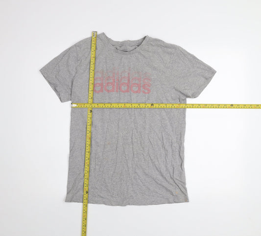 adidas Womens Grey XS Basic Logo Short Sleeve Cotton T-Shirt