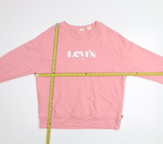 Levi's Women's Pink Logo Pullover Sweatshirt L Cotton Blend