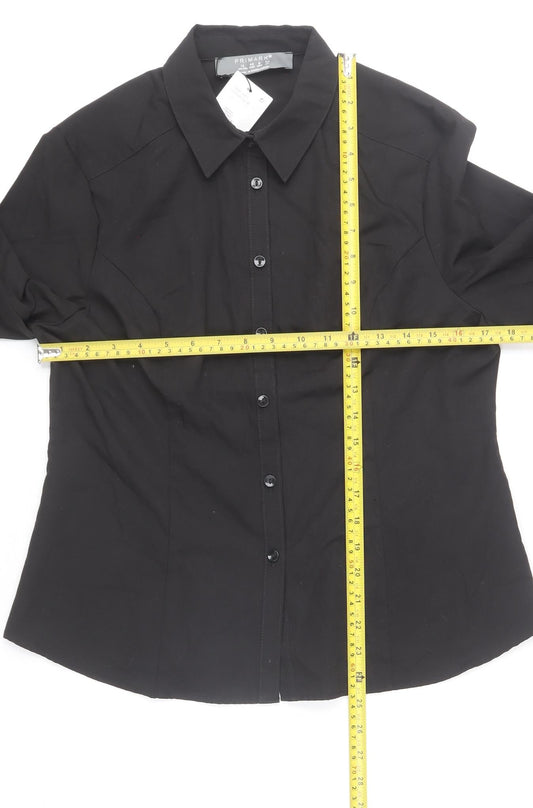 Primark Women's Black Long Sleeve Button-Up Work Blouse Size 12