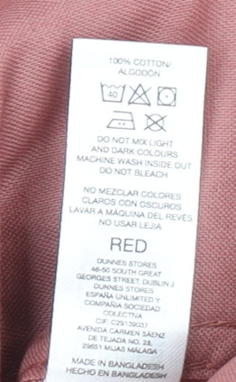 Dunnes Stores Men's Red Slim Fit Short Sleeve Button-Up Shirt XXL